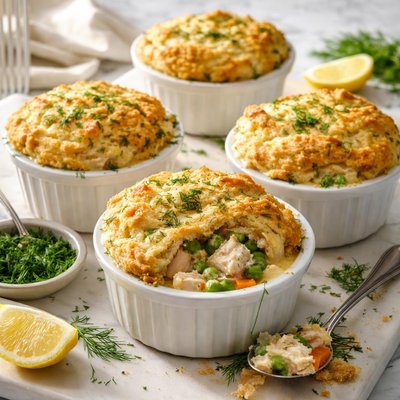 Image of Cod Pot Pie Pies with Dill Biscuit Crusts