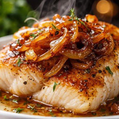 Image of Cod with Honey Glazed Onions
