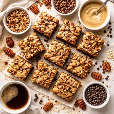 Image of Coffee Pecan Crunch Bars W Coffee Icing