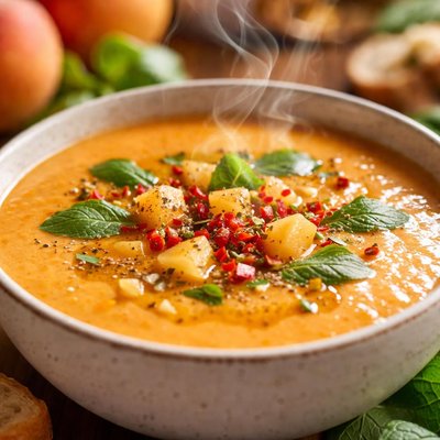 Image of Cold Calanda Peach Soup Sopa Fria De Melocotn De Calan