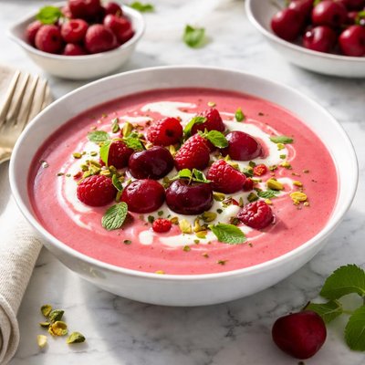 Image of Cold Cherry Raspberry Soup