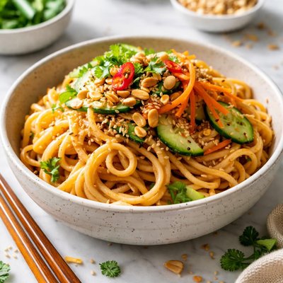 Image of Cold Chinese Noodles in Peanut Sesame Sauce