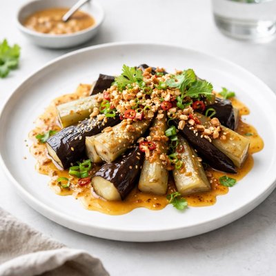 Image of Cold Eggplant with Spicy Asian Peanut Dressing