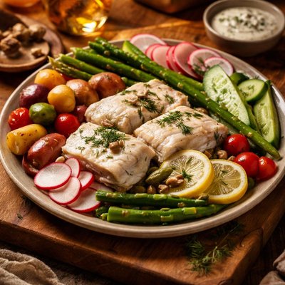 Image of Cold Halibut with Assorted Vegetables