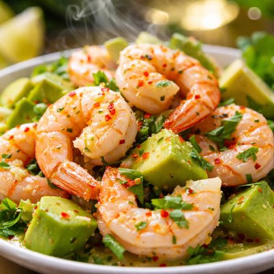 Image of Cold Marinated Shrimp and Avocados