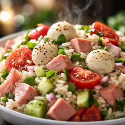 Image of Cold Rice Mozzarella Ham Salad