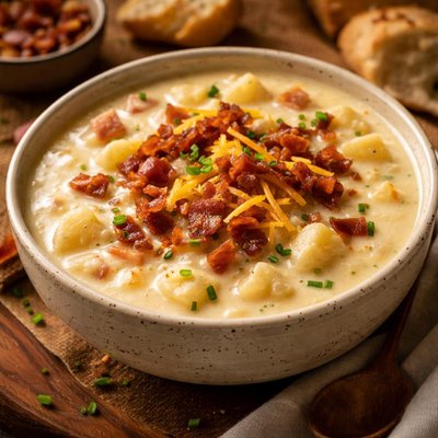 Image of Comforting Cream Cheese Potato Soup with Bacon or Ham