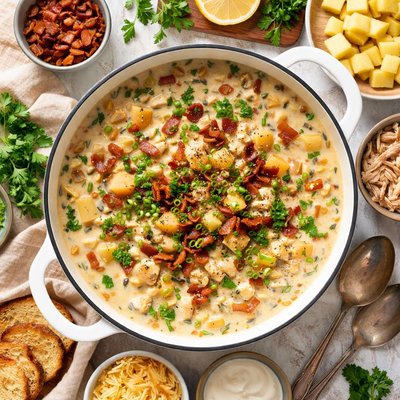 Image of Comfy Creamy Chicken Potato Bacon Soup
