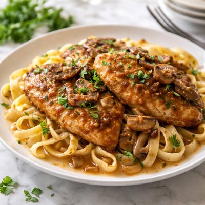 Image of Company Chicken Marsala with Fettucine