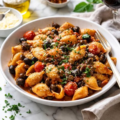 Image of Conchiglie Puttanesca Based on Sopranos Family Cookbook