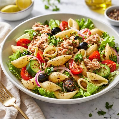 Image of Conchiglie Salad with Tuna Lettuce
