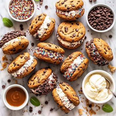 Image of Cookie Ice Cream Sandwiches Chocolate Chip Cookies