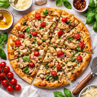 Image of Cooking Light Garlic Chicken Pizza