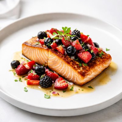 Image of Copper River King Salmon with Berry Ginger Salsa