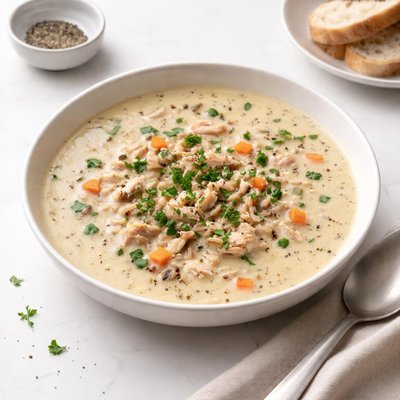 Image of Copy Cat Panera Cream of Chicken and Wild Rice Soup