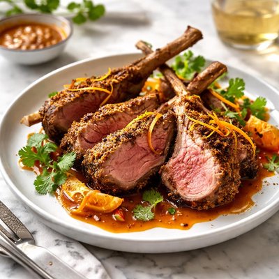 Image of Coriander Crusted Lamb with Spiced Orange Hoisin Sauce