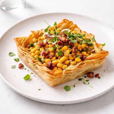 Image of Corn and Bacon Filo Tart from New Zealand