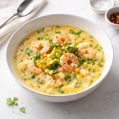 Image of Corn and Shrimp Soup Low Fat