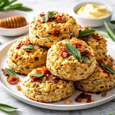 Image of Corn Biscuits with Bacon and Sage