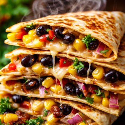 Image of Corn Black Bean and Red Onion Quesadillas