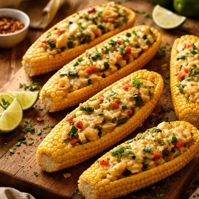 Image of Corn Boats with Zucchini and Pepper Jack Cheese