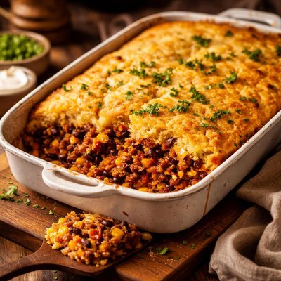 Image of Corn Bread Ground Beef Casserole