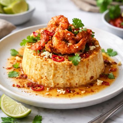 Image of Corn Flan with Spicy Shrimp