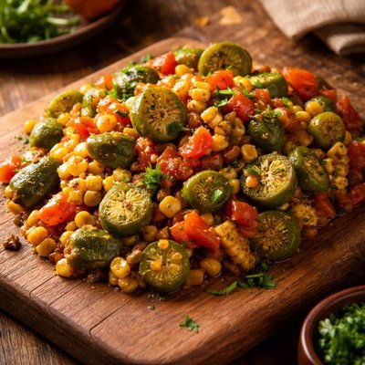 Image of Corn Okra and Tomatoes