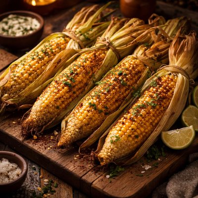 Image of Corn on the Cob in Husk for the Firepit