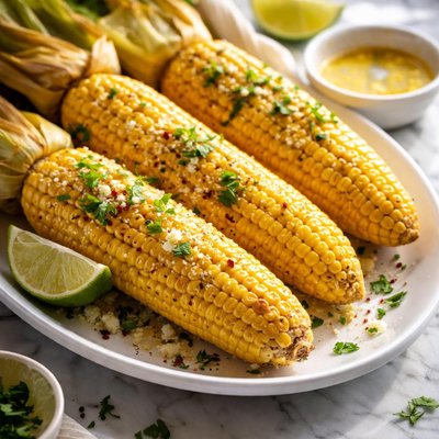Image of Corn on the Cob with Lime and Melted Butter