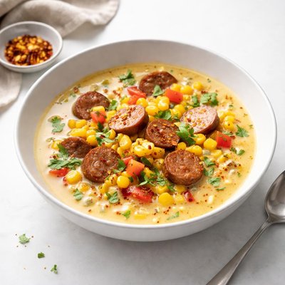 Image of Corn Sausage and Bell Pepper Chowder