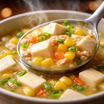 Image of Corn Tofu Soup Chinese Style