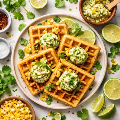 Image of Corn Waffles with Cilantro Lime Butter