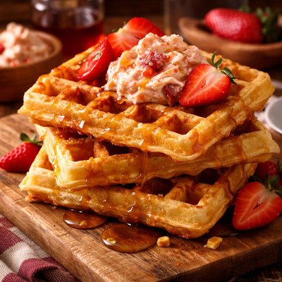 Image of Corn Waffles with Maple Strawberry Butter