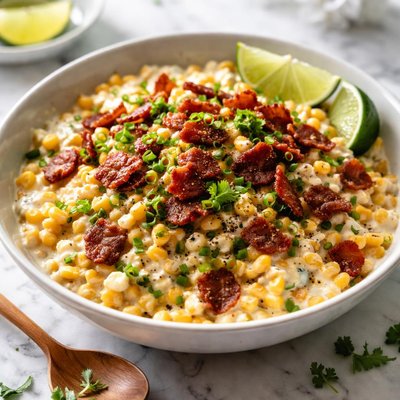 Image of Corn with Sour Cream and Bacon