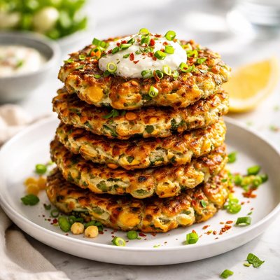 Image of Corn Zucchini and Chickpea Fritters