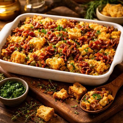 Image of Cornbread and Bacon Stuffing Dressing B