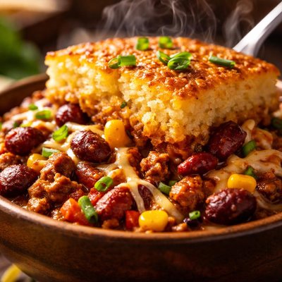 Image of Cornbread Topped Chili