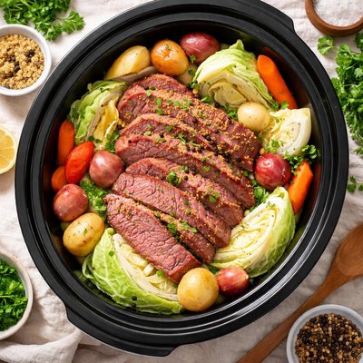 Image of Corned Beef and Cabbage Crock Pot