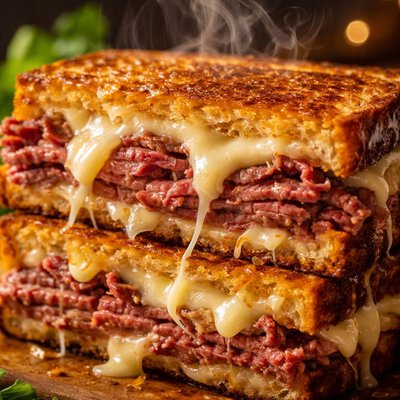 Image of Corned Beef and Gruyere Pan Fried Sandwich
