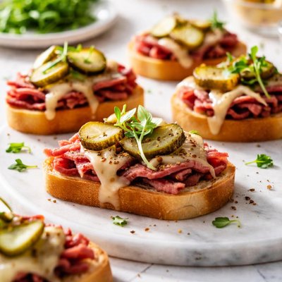 Image of Corned Beef Swiss Cocktail Toasts