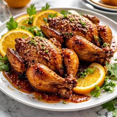 Image of Cornish Game Hens with Orange Teriyaki Sauce