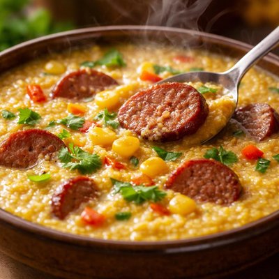Image of Cornmeal and Sausage Soup Sopa De Fub