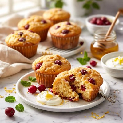 Image of Cornmeal Cranberry and Yogurt Muffins