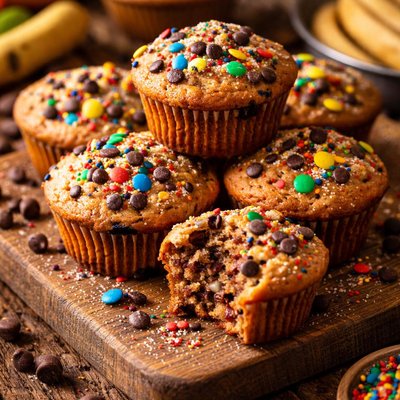 Image of Cosmic Chocolate Chip Banana Muffins