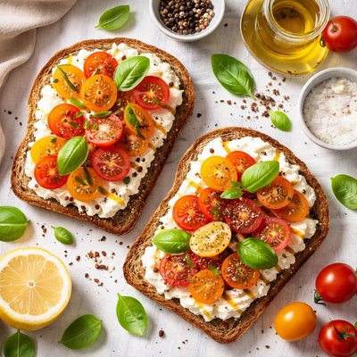 Image of Cottage Cheese and Tomato on Toast