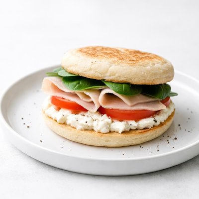 Image of Cottage Cheese and Turkey English Muffin