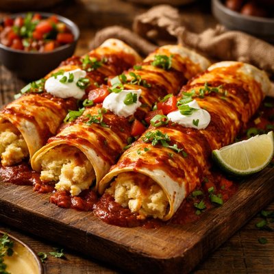 Image of Cottage Cheese Cheddar Enchiladas with Taco Sauce