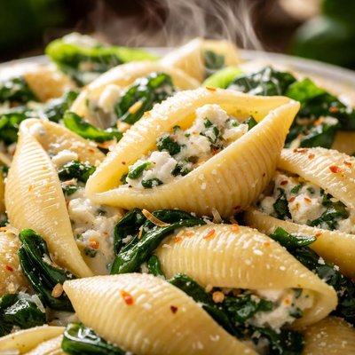Image of Cottage Shells and Spinach