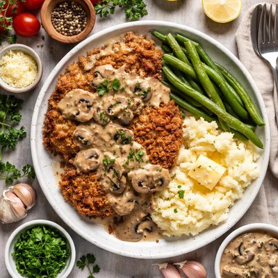 Image of Country Fried Steak with Mushroom Gravy